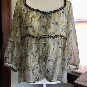 Viola by Anthropologie Sheer Boho Empire Blouse